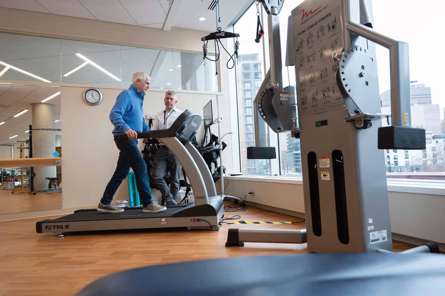 Occupational Therapy Patient on treadmill training with Physical Therapist