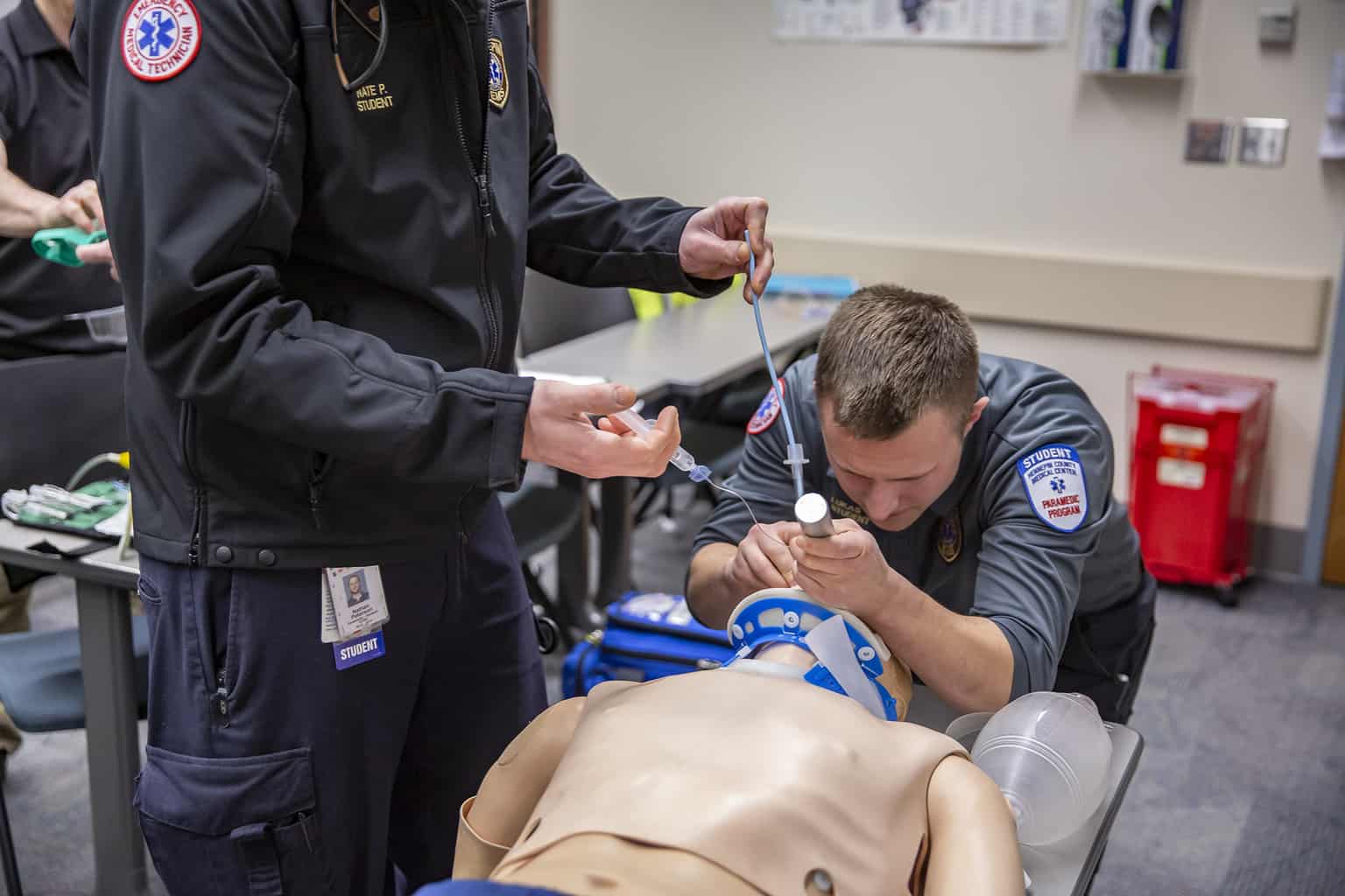 ems student training with dummy resuscitation