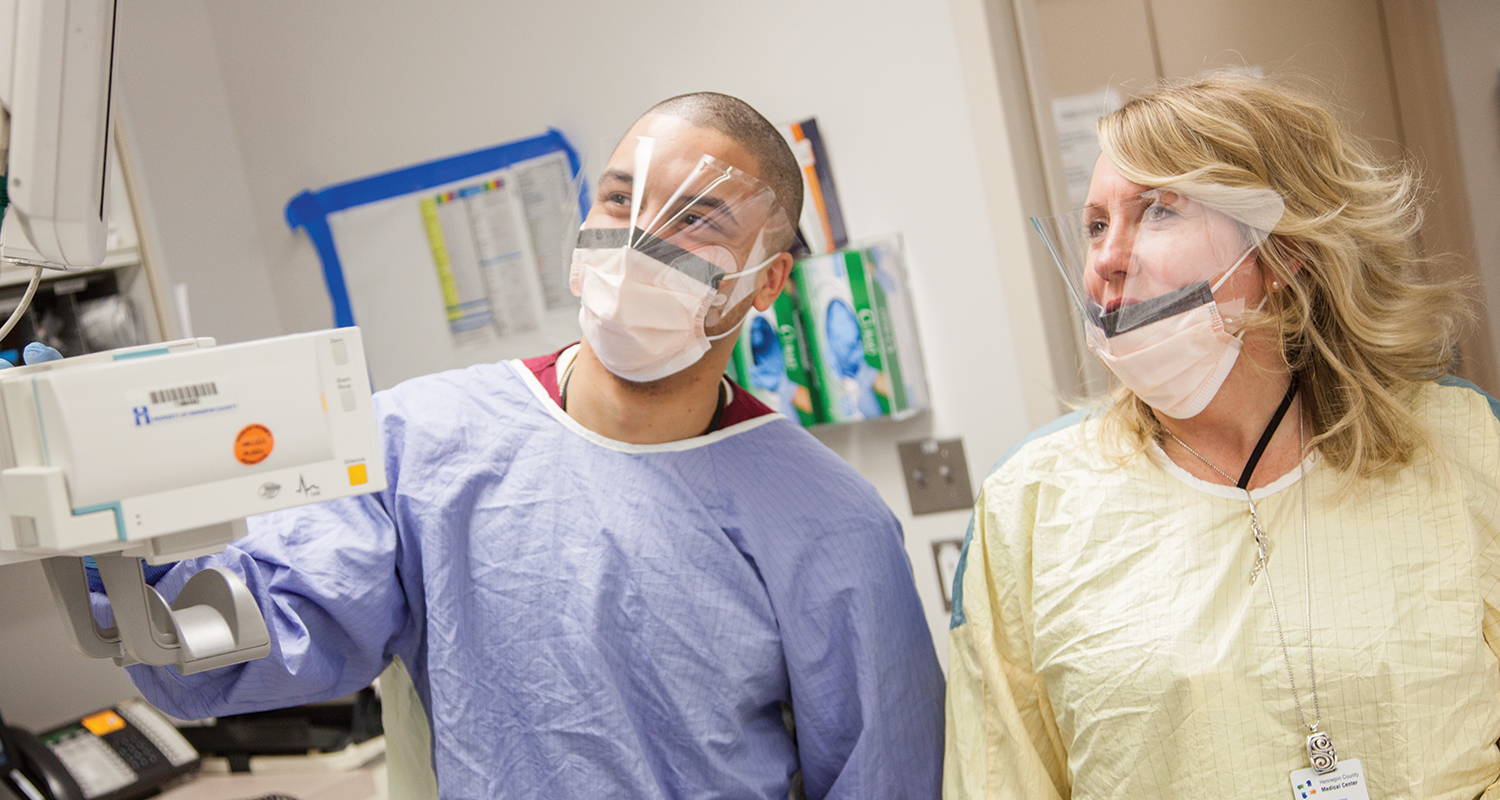 emergency department staff with masks