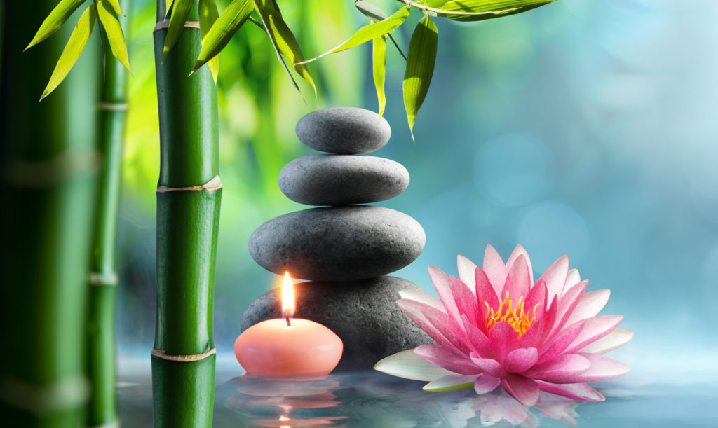 holistic candle stones water lily