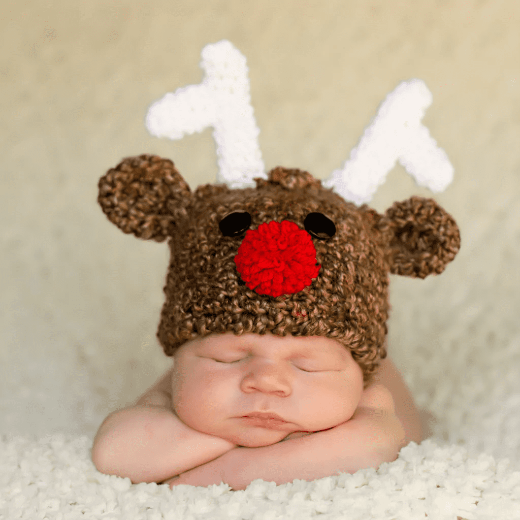 Baby In Reindeer Cap
