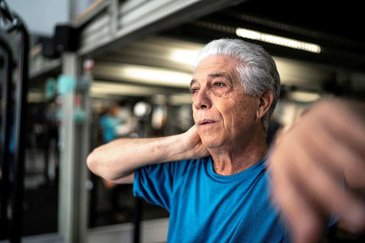 Latino senior man at gym