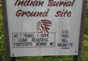 indian burial ground site sign, sacred land returned, Anishinaabe ancestors, Fond du Lac Band of Lake Superior Chippewa, return sacred burial grounds to the Anishinaabe people