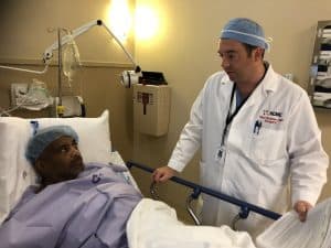 dabney and transplant surgeon dr paul stahler, free from dialysis thanks to kidney that needed a little tlc, hepatitis C-infected kidney, treated for hepatitis C post-transplant, no dialysis needed, kidney transplant, scientific registry of transplant recipients