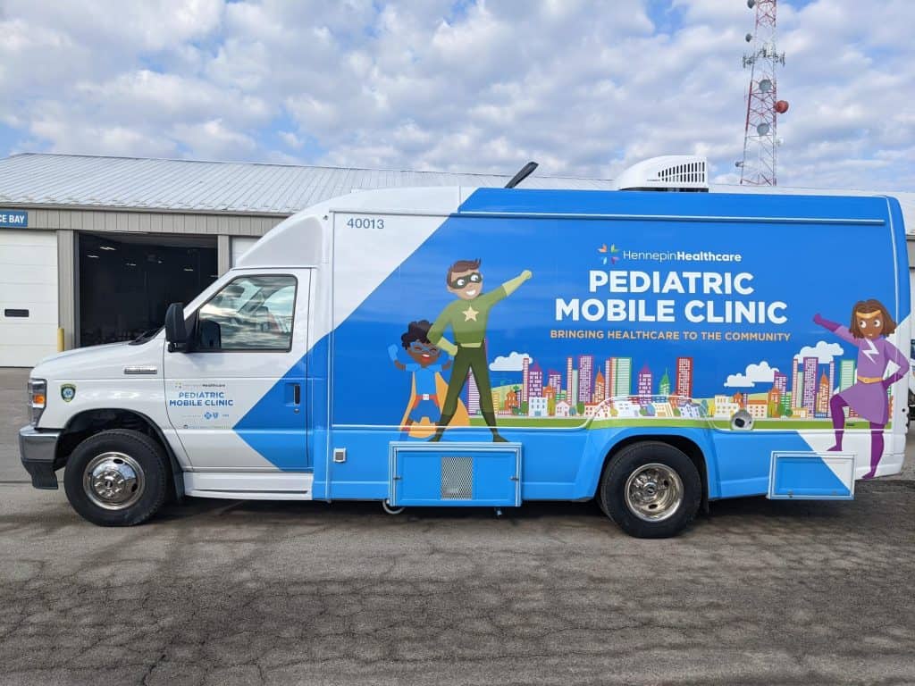 pediatric mobile van, mobile clinic brings health care to patients' doors, mobile van healthcare, routine vaccines, pediatric mobile health team, childhood immunizations, bridge a healthcare gap