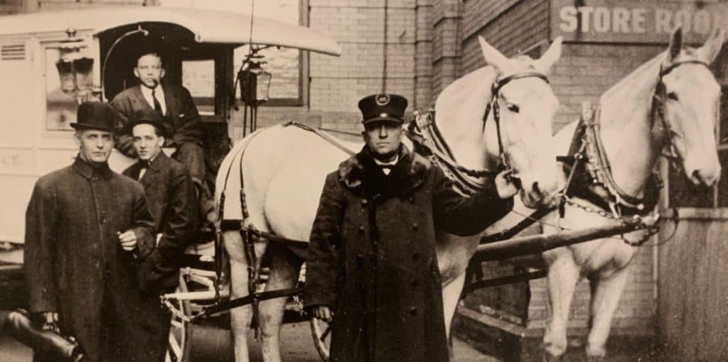ambulance pulled by white horses, snapshots spanning 14 decades, care at hennepin healthcare, historical hospital events, key accomplishments in healthcare, history of hennepin healthcare