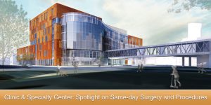 illustration of clinic and specialty center for same day surgery, building same day surgery and procedure space, 3p design approach, clinic and specialty center, single flow patient centered design, patient experience