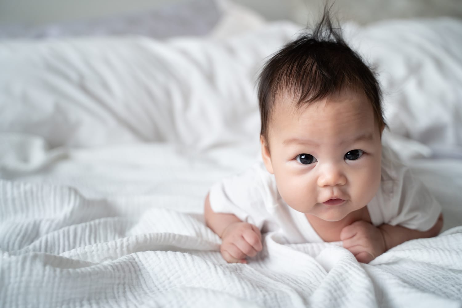 Asian baby crawling, Nirsevimab is a one-time shot that helps protect babies from getting very sick with RSV. All babies up to 7 months of age should get one dose.