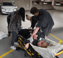 emts assess patient situation in garage, emts embark on intensive training course, domestic call turns into a labor and delivery, assessing the situation, emt license, emt training course, emergency medical care and transportation
