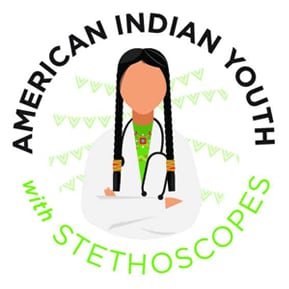 Graphic American Indian Summit, american Indian youth with stethoscopes, youth summit for medical professionals, medical training summit, medical student summit, medical careers youth summit