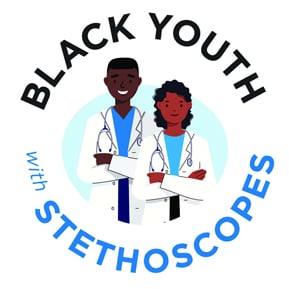 Graphic Black Youth Summit, black youth with stethoscopes youth summit, medical training seminar for black youth, medical summit, hands on training for black youth, medical summit